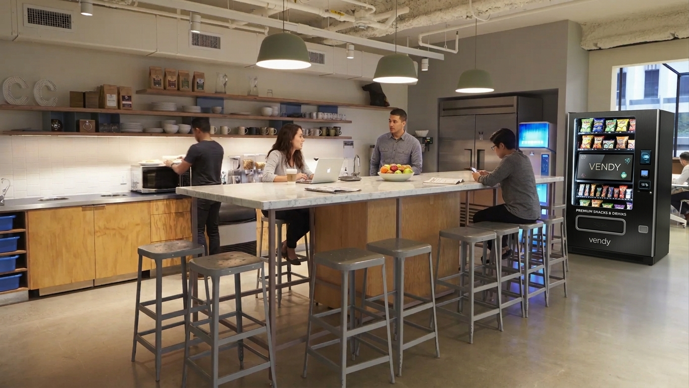 The same breakroom with a stocked SnackArc micro market