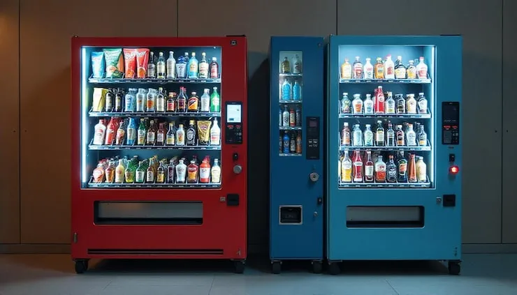 A SnackArc vending machine stocked with snacks and drinks