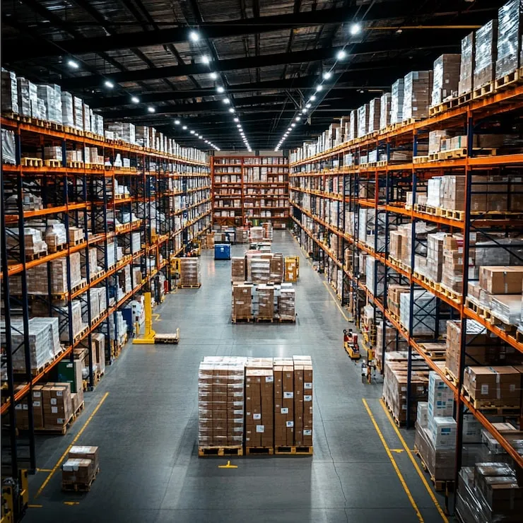 Warehouse floor and logistics team