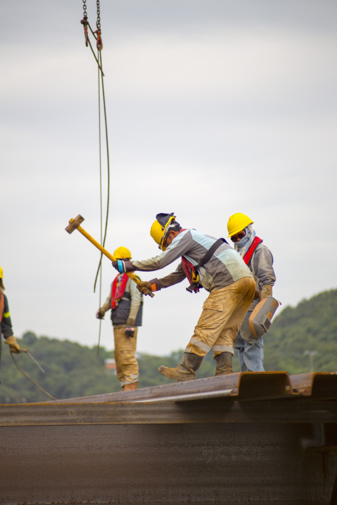 Construction workers on a construction site