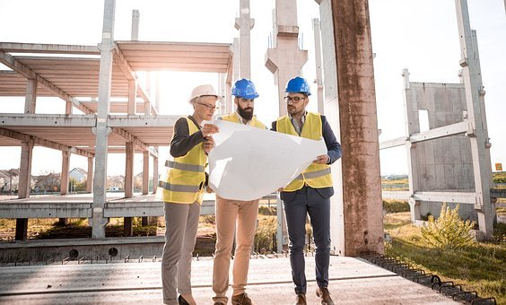 Workers at a construction site