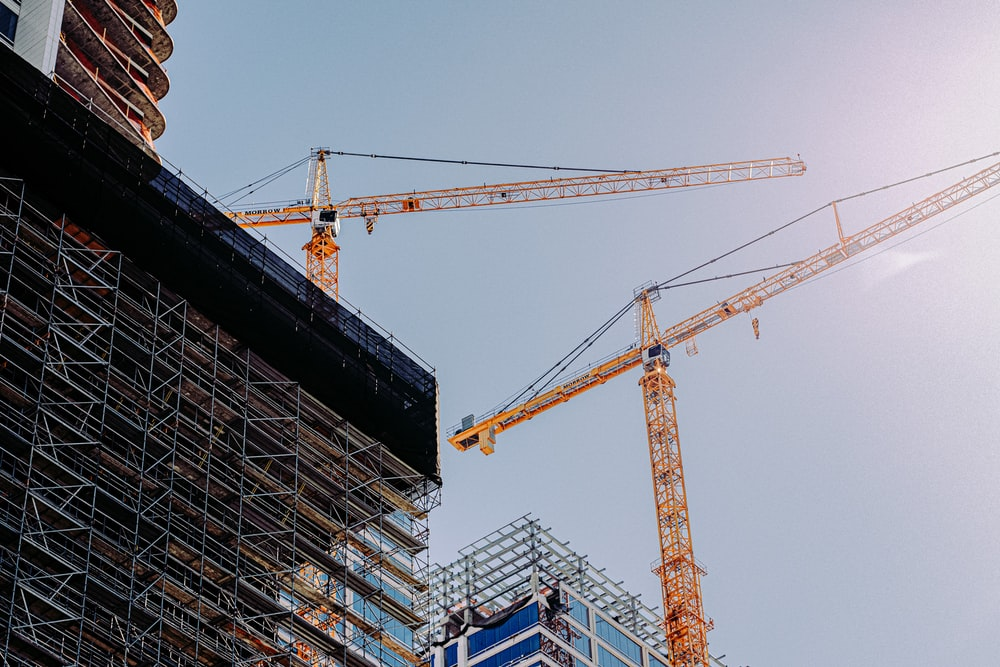 Cranes on a construction site.