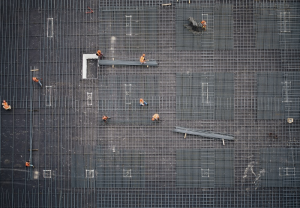 an aerial view of a construction site. 