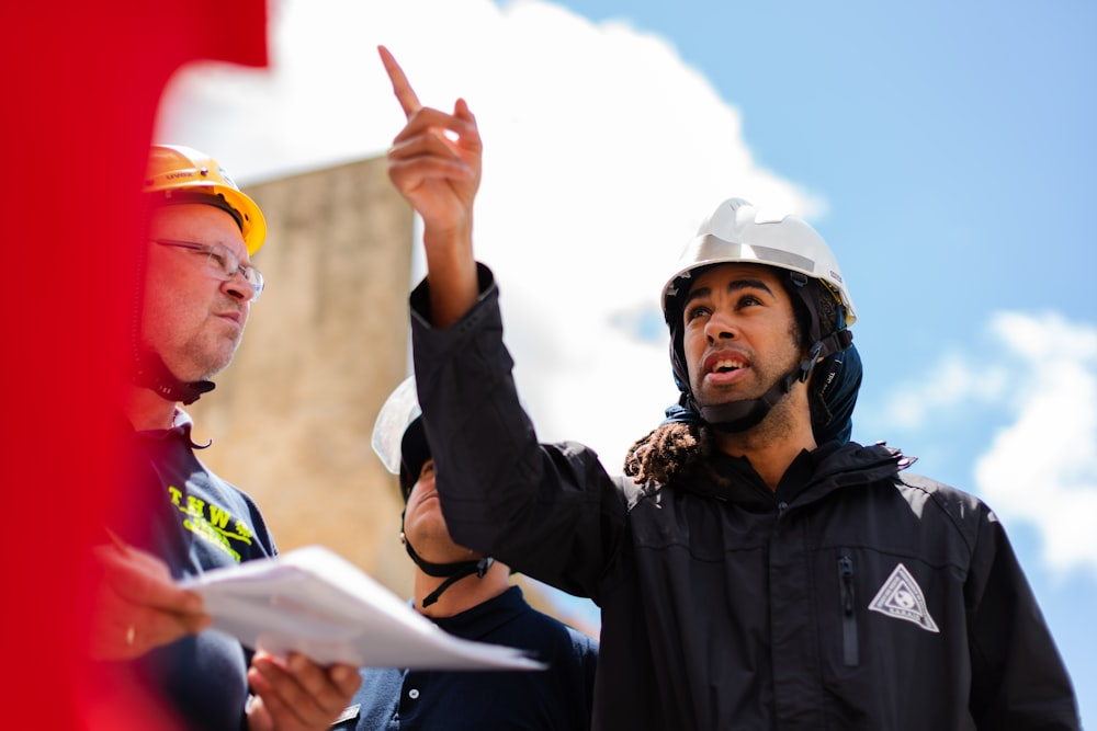 A construction team having a discussion