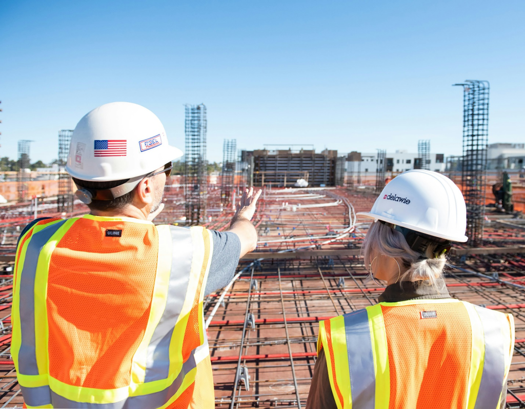 Two men at a construction site