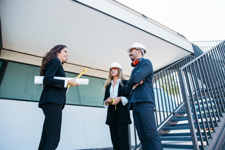 Team of professional architects in a meeting